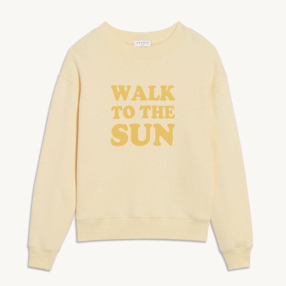 🌻 Sandro 🌻 Cotton sweatshirt with Lettering "Walk To The Sun", 2 (Medium)